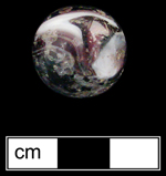 18QU124 - Machine made glass marble Akro Spiral variety  as depicted in Randall and Webb (1988:47). Dates from the 1920s to the 1940s - click image to see larger view.